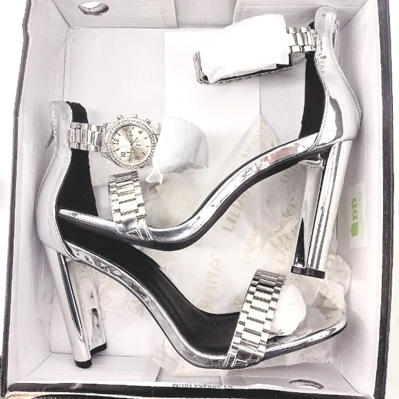 Liliana Silver Heels with Sleek Transparent Strap - Picture 8 of 9